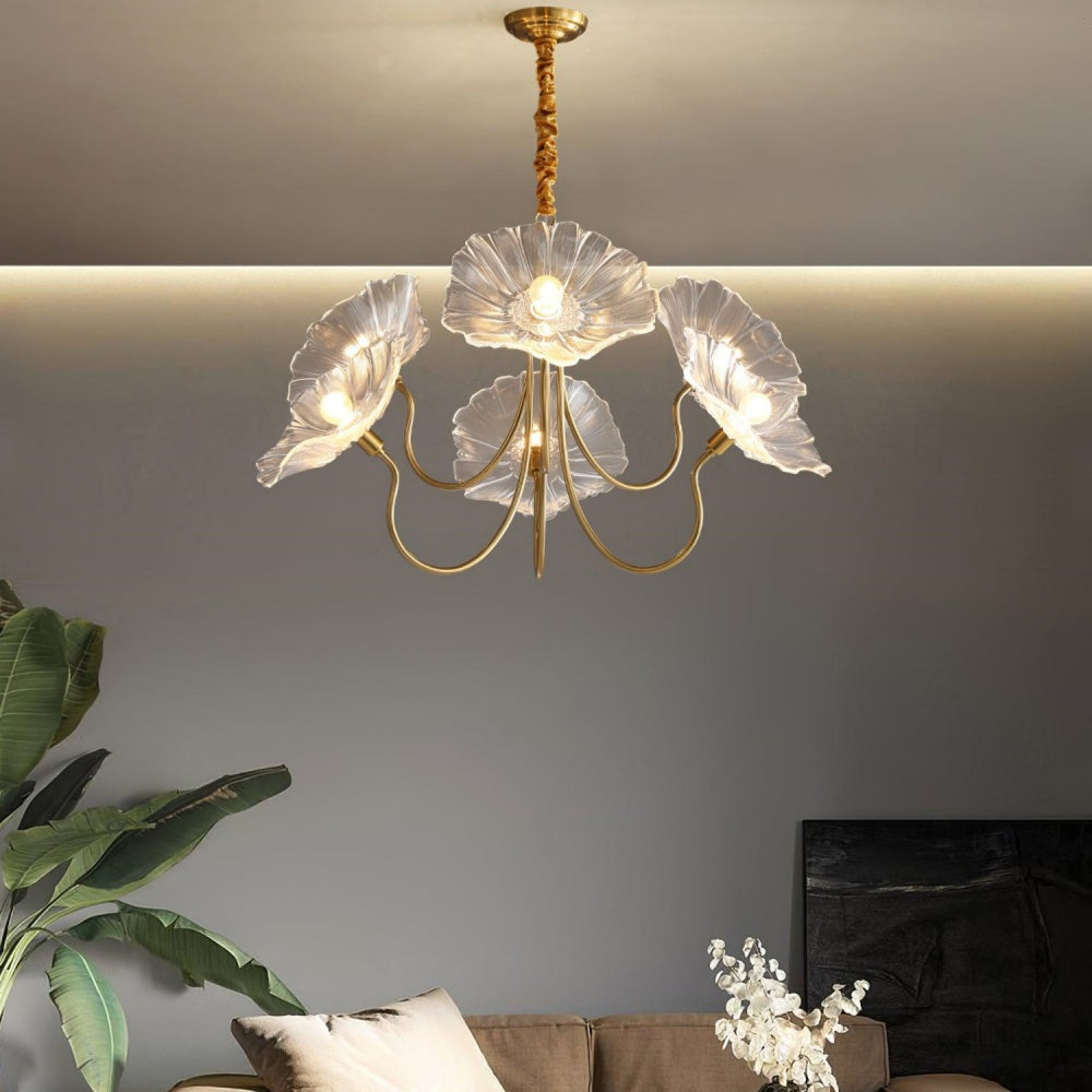 Modern Lotus Leaf Glass Living Room Chandelier 7