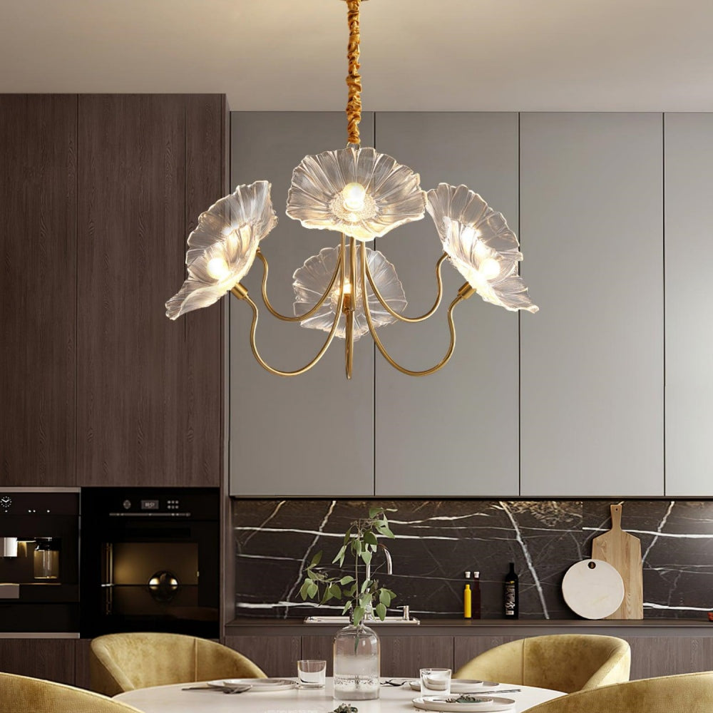 Modern Lotus Leaf Glass Living Room Chandelier 8