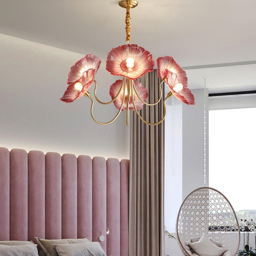Modern Lotus Leaf Glass Living Room Chandelier 9