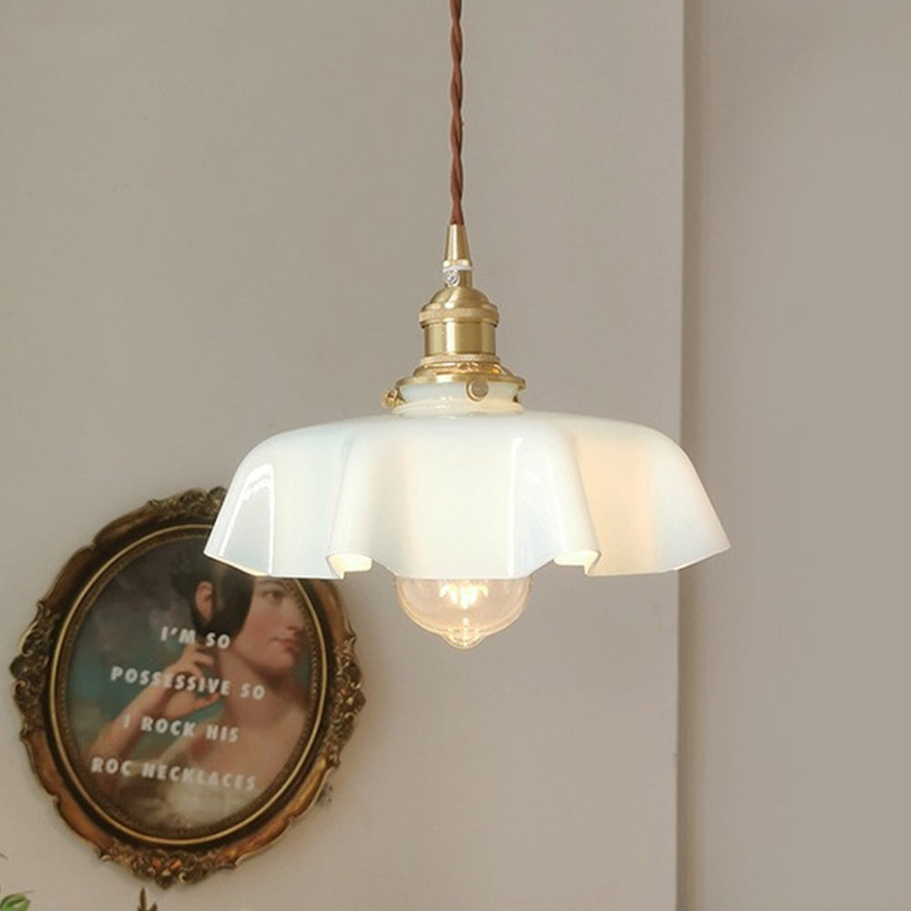 Modern Romantic Glass Ribbon Edge Pendant Light 0