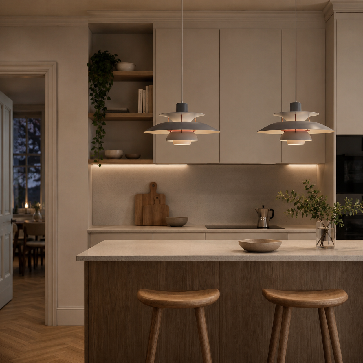 Layered Pendant Light, Danish Scandinavian Tiered Ceiling Lamp