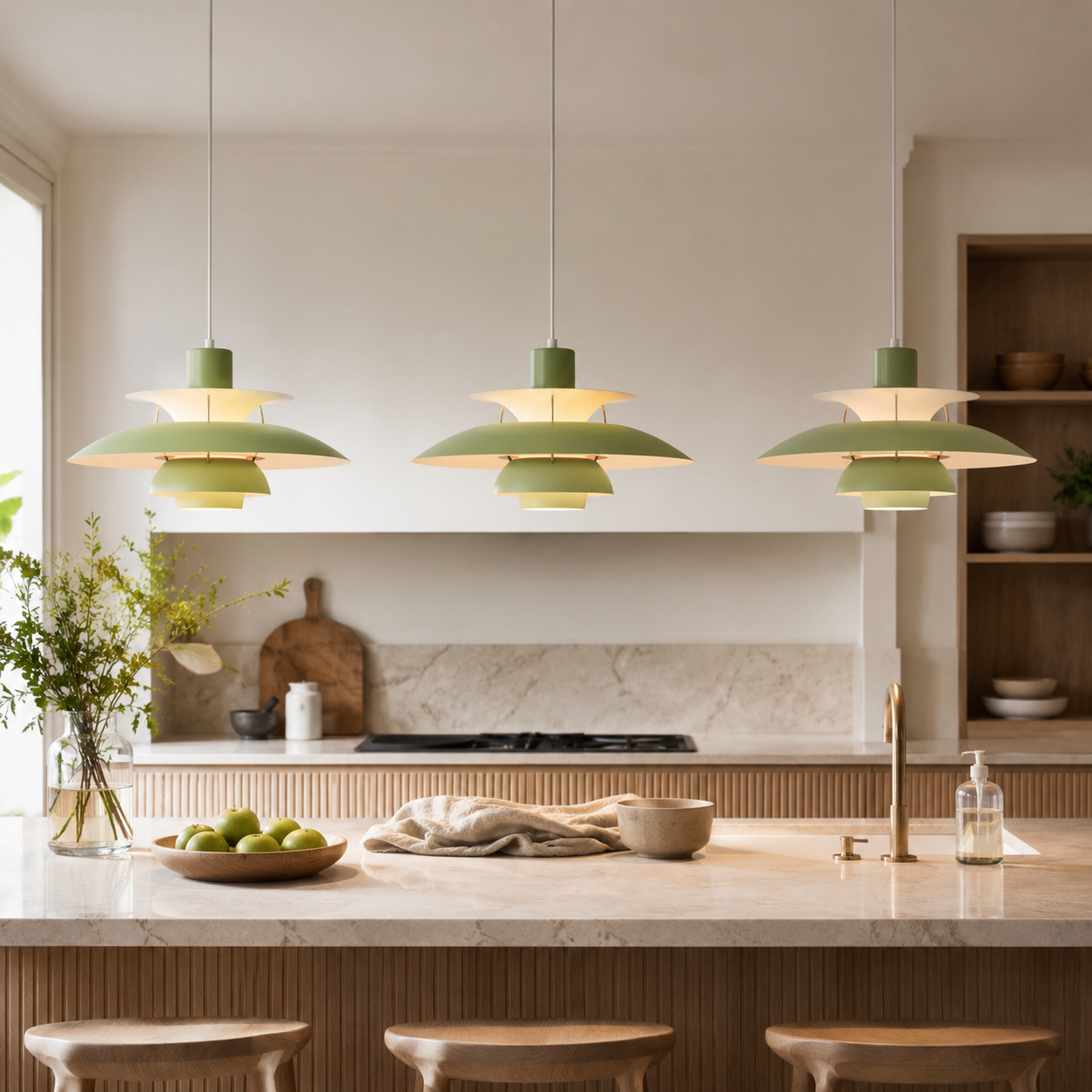 Layered Pendant Light, Danish Scandinavian Tiered Ceiling Lamp