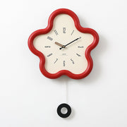 3D floral pendulum clock - silent movement, perfect for bedroom decor
