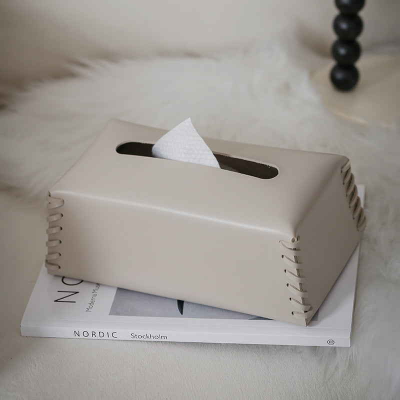 VédaLuxe Leather Tissue Box – Handcrafted Elegance in Woven Leather