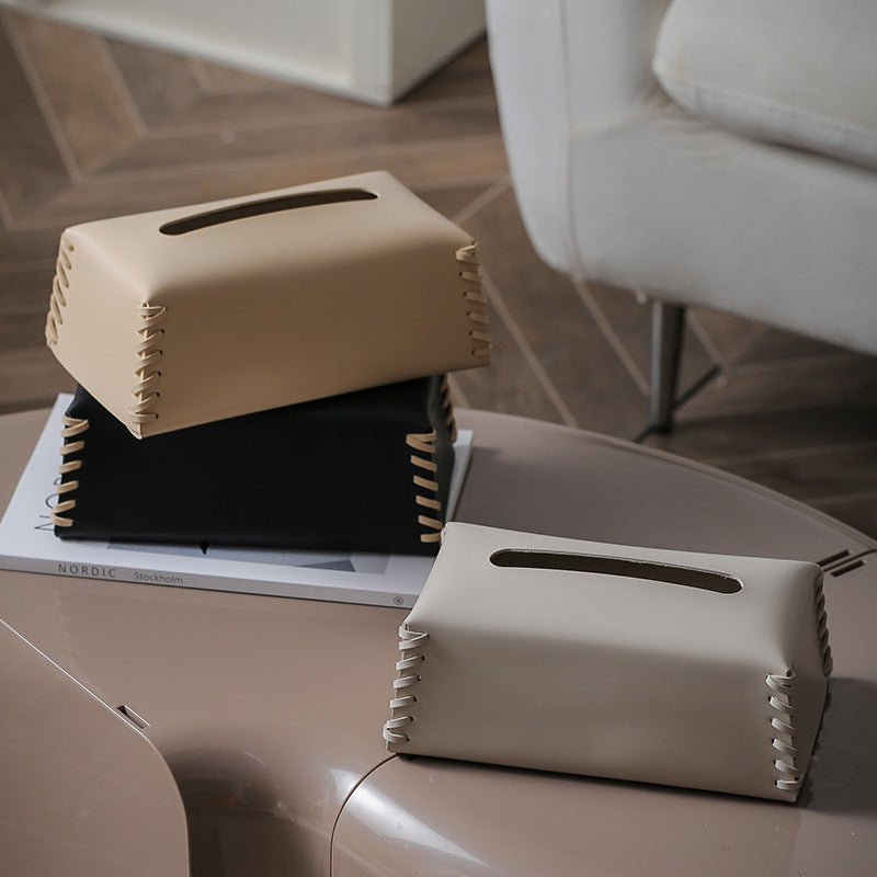 VédaLuxe Leather Tissue Box – Handcrafted Elegance in Woven Leather