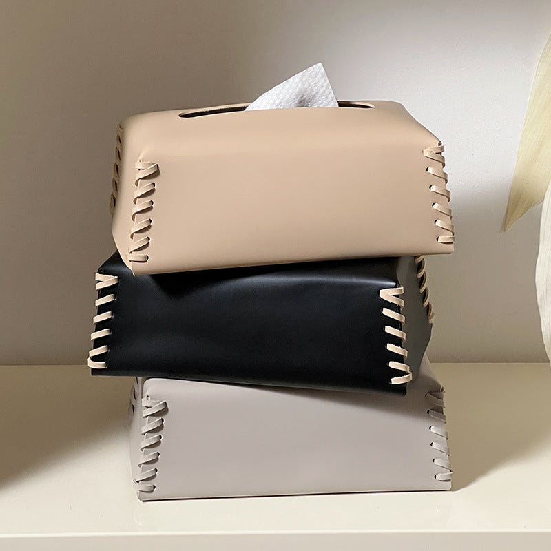 VédaLuxe Leather Tissue Box – Handcrafted Elegance in Woven Leather