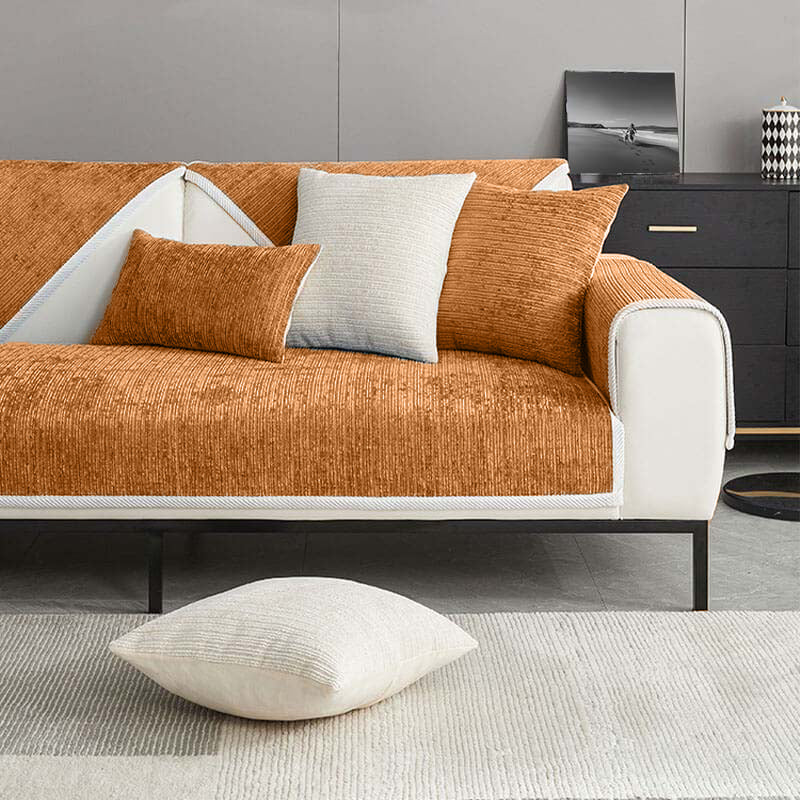 Simple Striped Chenille Anti-scratch Couch Cover for Pets