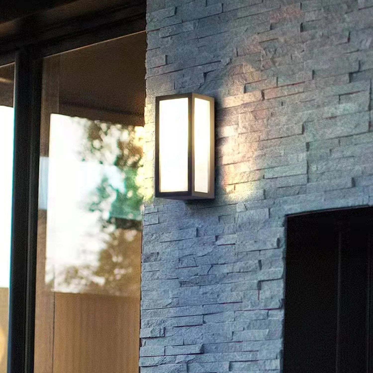 Amabelle - Rectangular Outdoor Wall Light, Waterproof LED Garden Lamp with Sensor