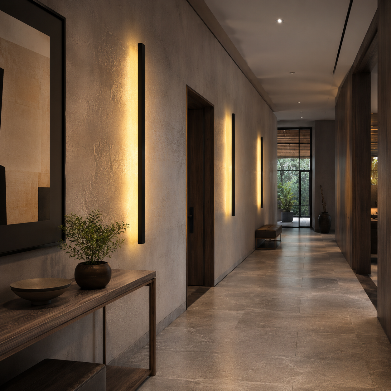 Linear Black Minimalist Led Outdoor Wall Light Dimmable IP65
