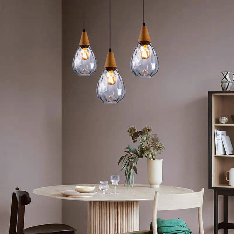 Vintage Teardrop Glass Pendant Ceiling Light for Dining Room