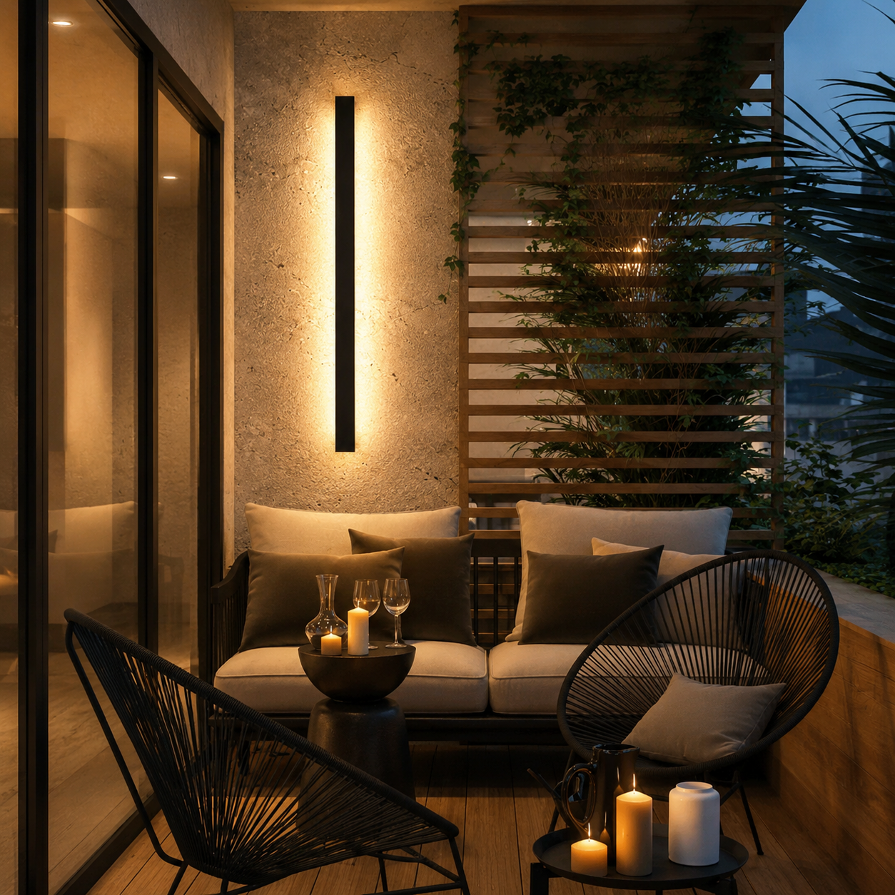 Linear Black Minimalist Led Outdoor Wall Light Dimmable IP65