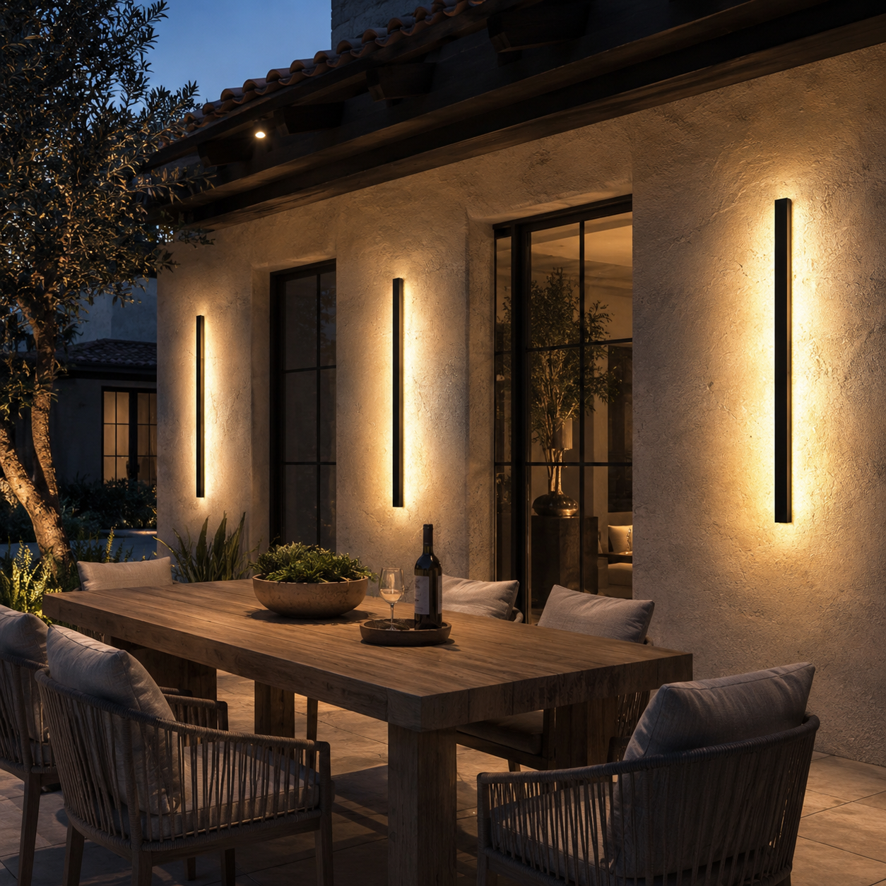 Linear Black Minimalist Led Outdoor Wall Light Dimmable IP65