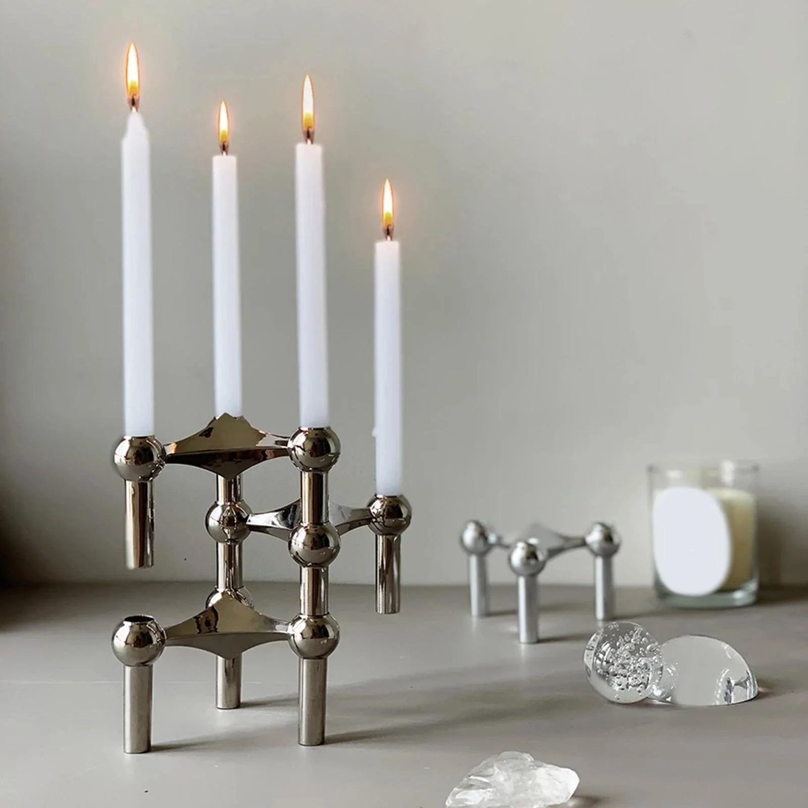 Abstract Style Molecular Structure Candle Holder - Metal Design