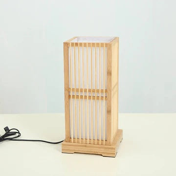 Tatami Japanese Bedside Lamp with Wooden Bamboo Shade