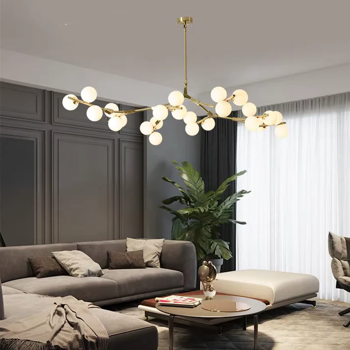 Solla Chandelier – Scandinavian LED Pendant Light with Frosted Glass Shades | Golden or Black Finish