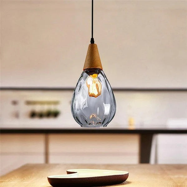 Vintage Teardrop Glass Pendant Ceiling Light for Dining Room