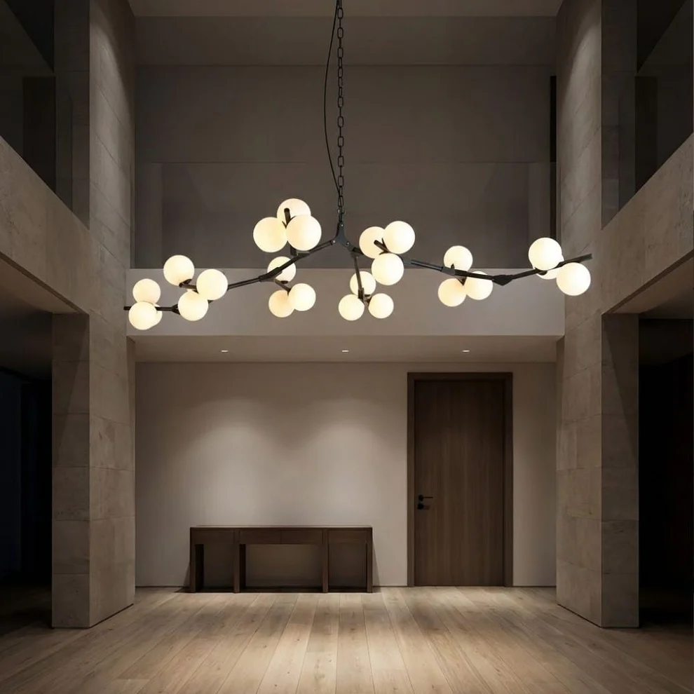 Solla Chandelier – Scandinavian LED Pendant Light with Frosted Glass Shades | Golden or Black Finish