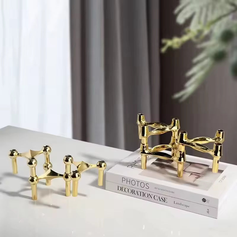 Abstract Style Molecular Structure Candle Holder - Metal Design