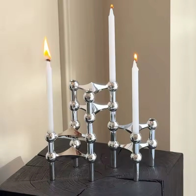 Abstract Style Molecular Structure Candle Holder - Metal Design