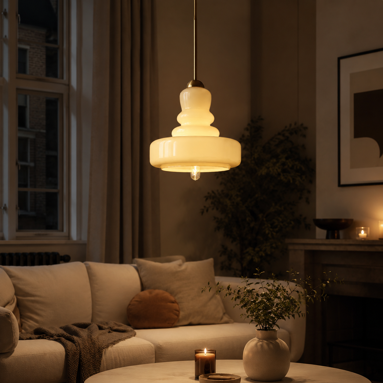 Vintage Glass Gourd Pendant Light, Retro Coloured Ceiling Lamp