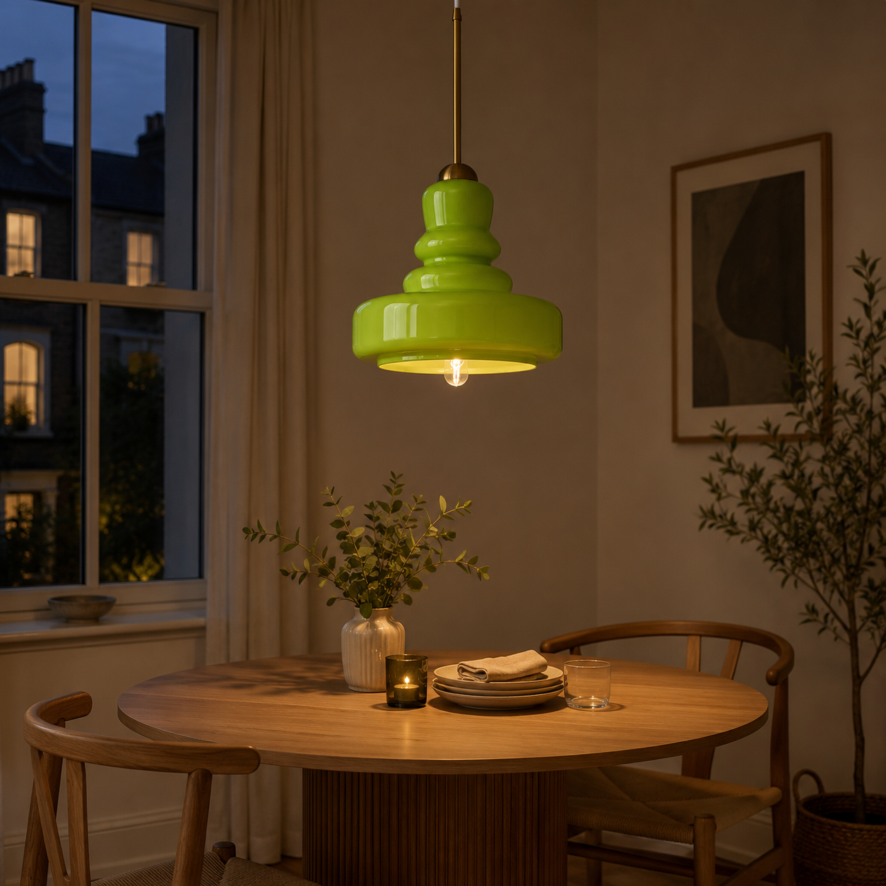Vintage Glass Gourd Pendant Light, Retro Coloured Ceiling Lamp