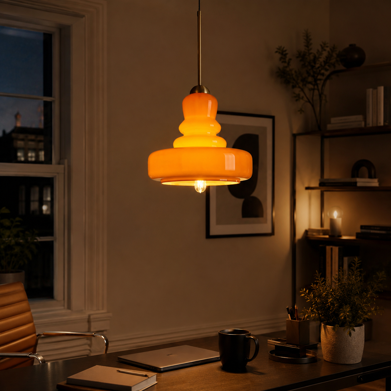Vintage Glass Gourd Pendant Light, Retro Coloured Ceiling Lamp