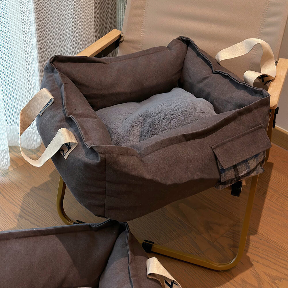 Portable Pet Bed with Handle Cozy Washable Dog Bed