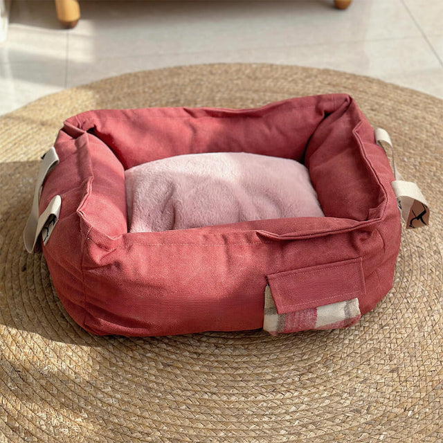 Portable Pet Bed with Handle Cozy Washable Dog Bed