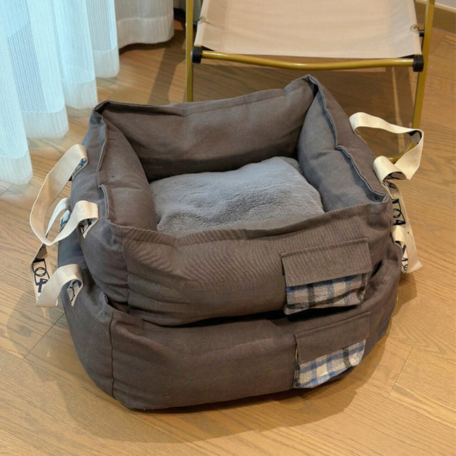 Portable Pet Bed with Handle Cozy Washable Dog Bed