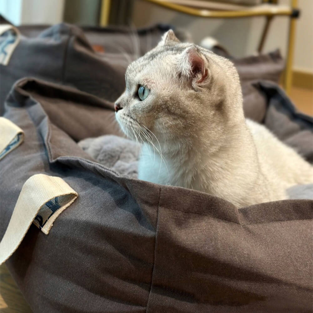 Portable Pet Bed with Handle Cozy Washable Dog Bed