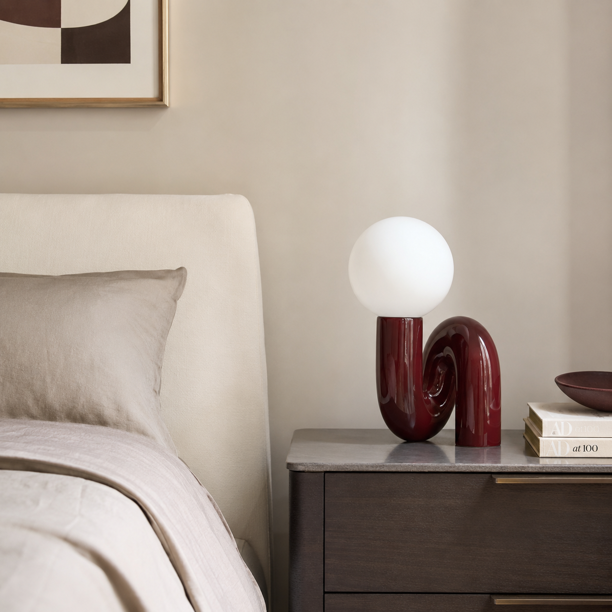 Sculptural Table Lamp, Nordic Twisted Glass Ball LED Accent Light