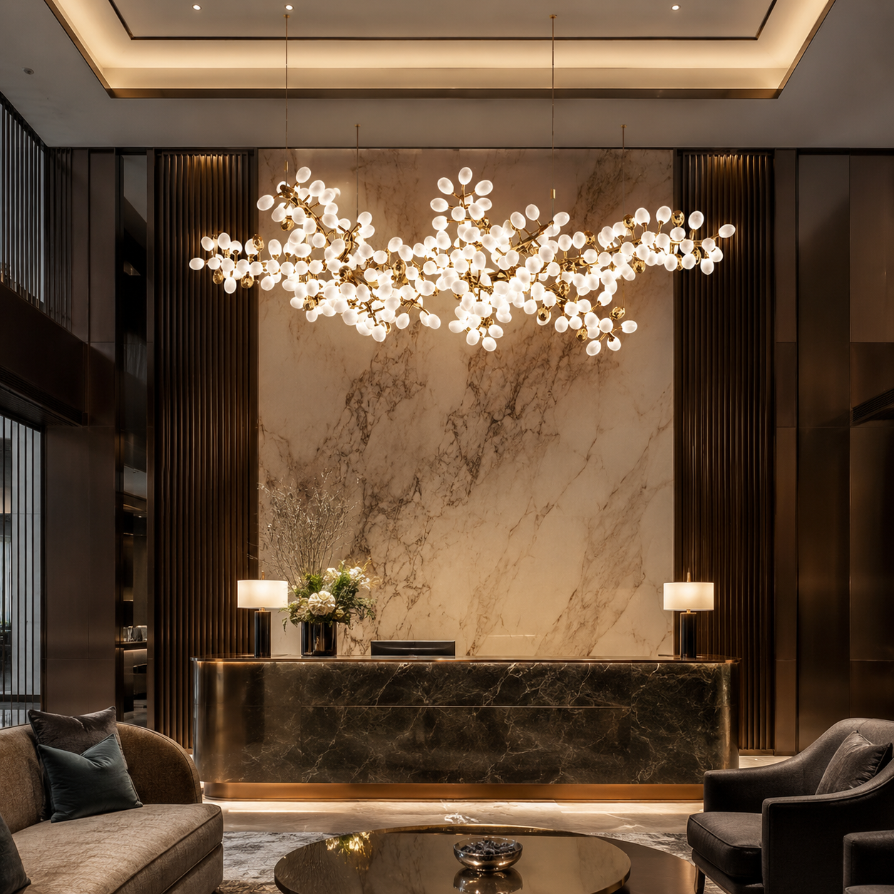 Zygote Chandelier – Contemporary LED Pendant Light | 5 Sizes, Includes Bulbs, Perfect for Stylish Interiors