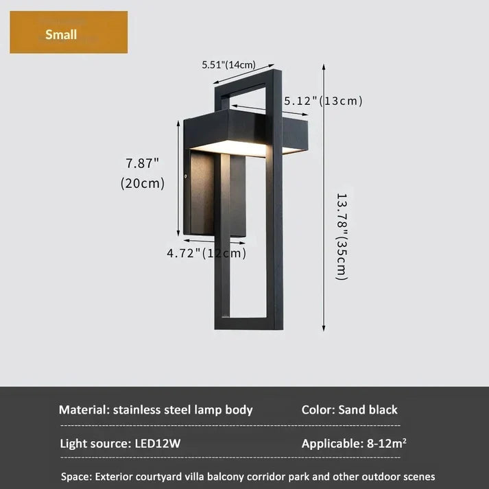 Marshall - Modern Black Outdoor Wall Light with Stainless Steel