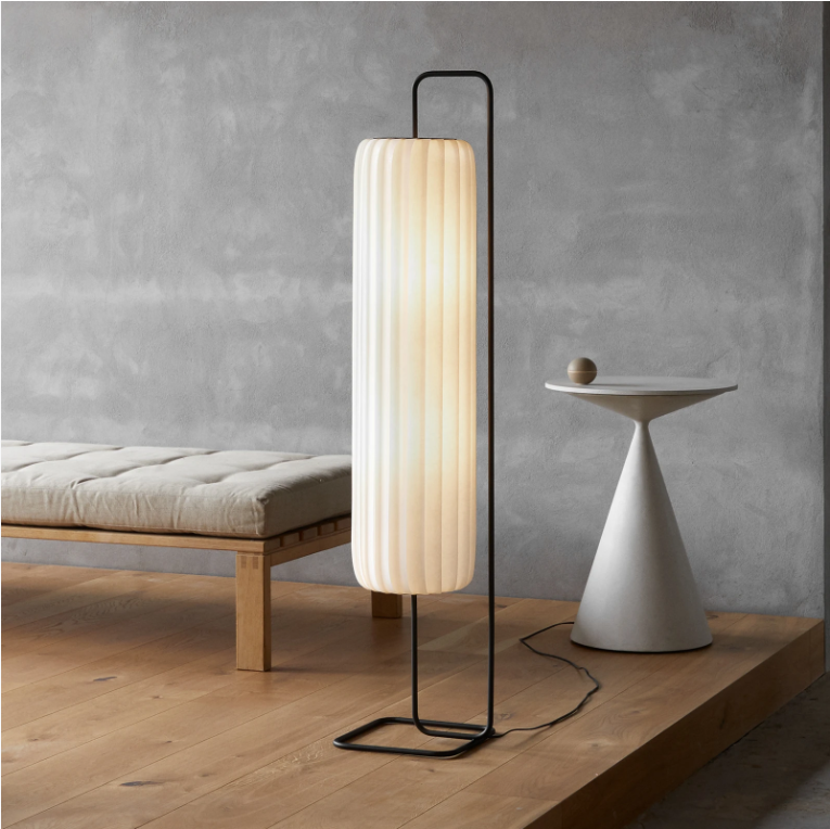 Modern Silk Japanese-Style Floor Lamp with Soft LED Illumination