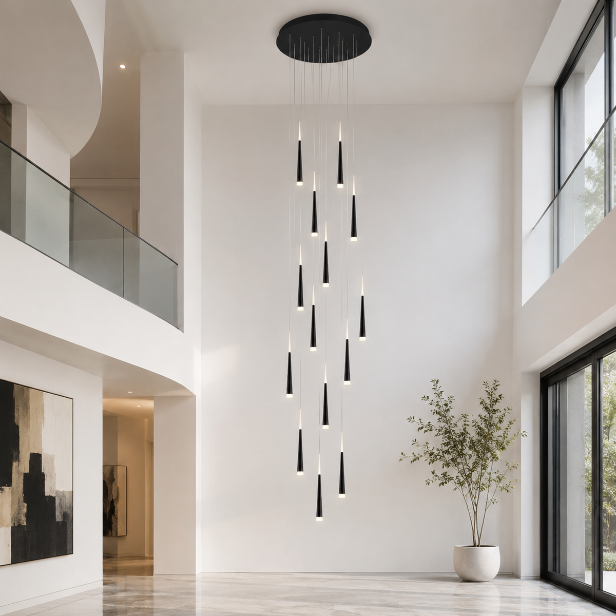 Midnight Noir Chandelier – Sophisticated LED Pendant Ceiling Light for Living Rooms, Offices & Restaurants
