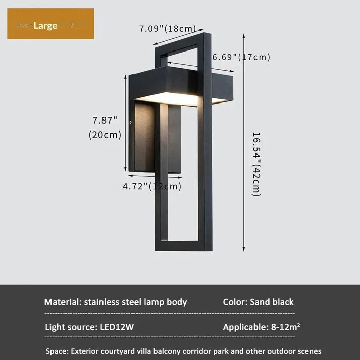 Marshall - Modern Black Outdoor Wall Light with Stainless Steel