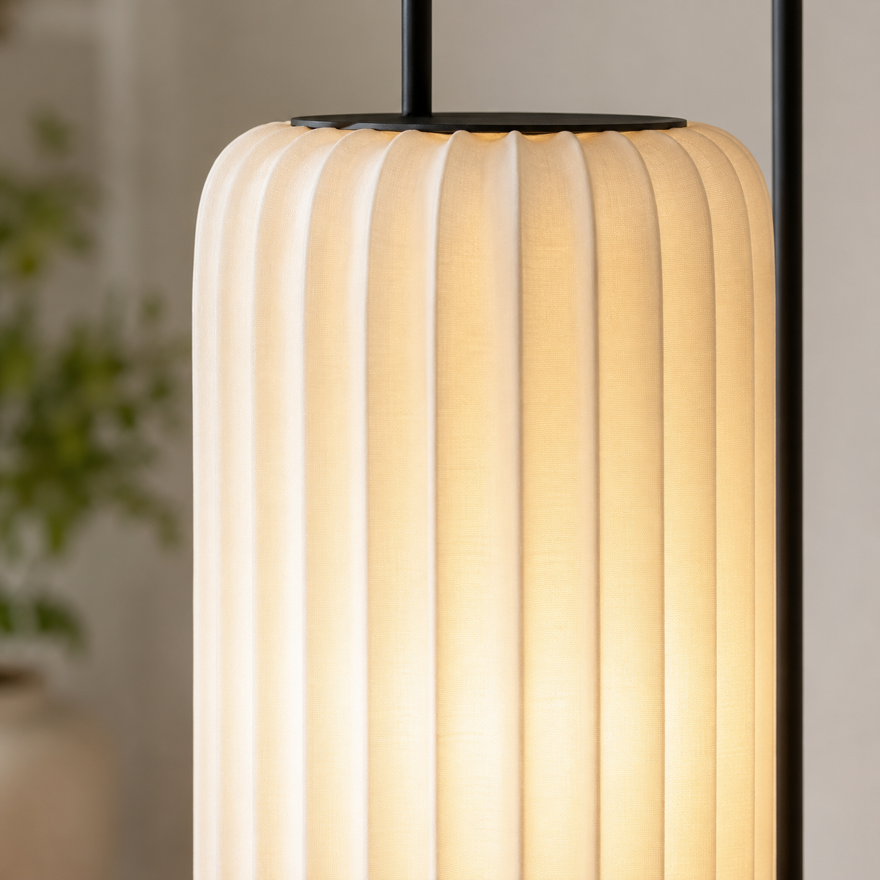 Modern Silk Japanese-Style Floor Lamp with Soft LED Illumination