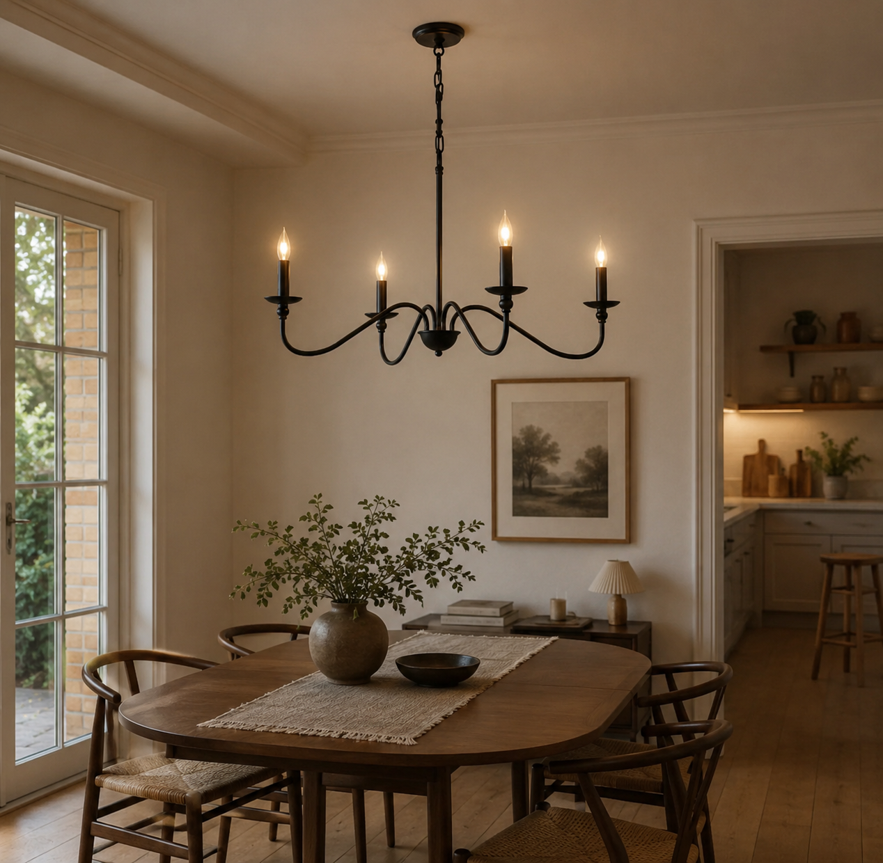 Black Candle Chandelier Light – Ceiling Lamp for Living & Dining Rooms