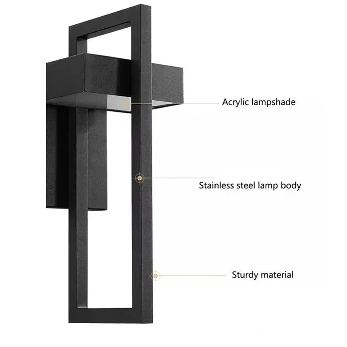 Marshall - Modern Black Outdoor Wall Light with Stainless Steel