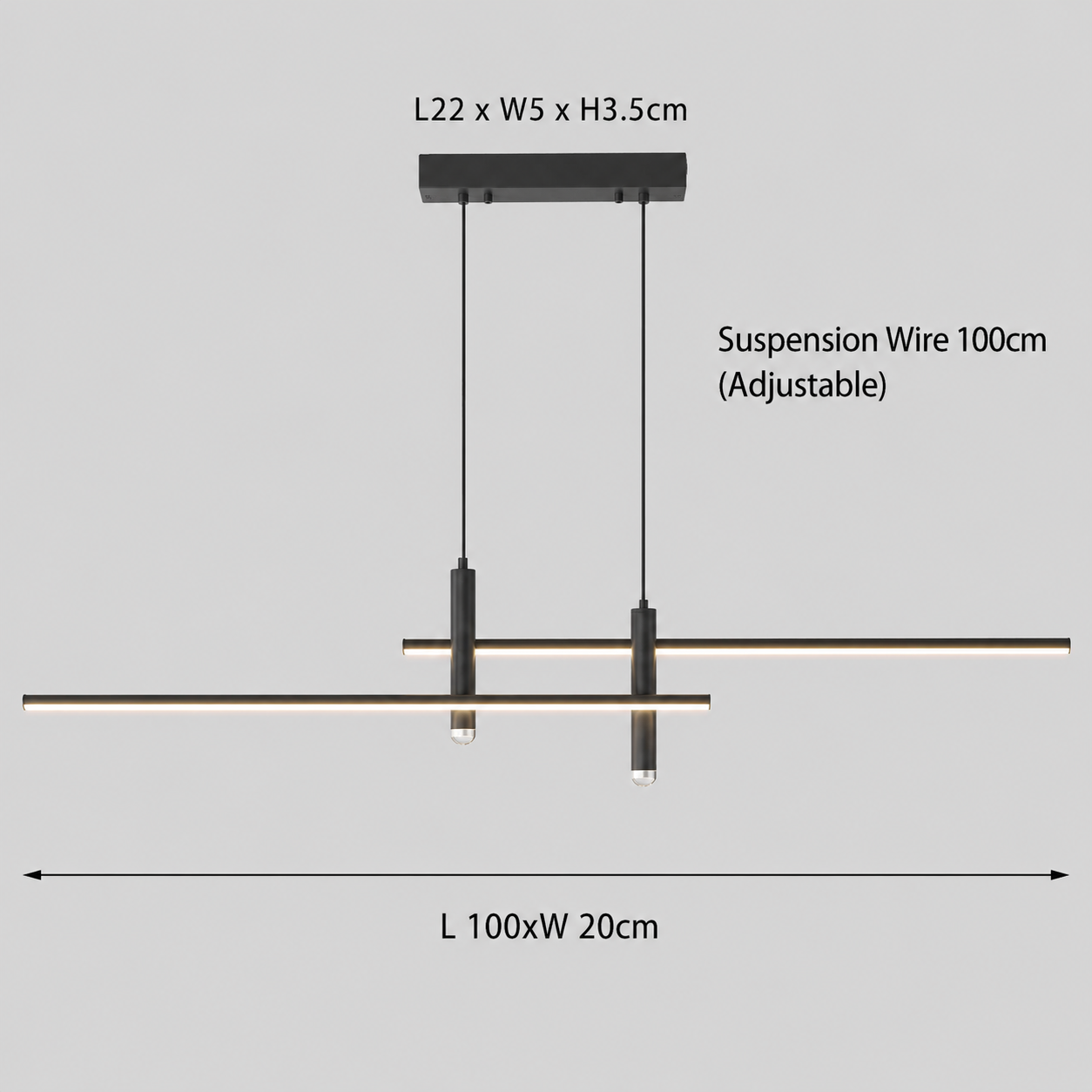 Modern LED Linear Pendant Light – Adjustable Height & Dimmable Options