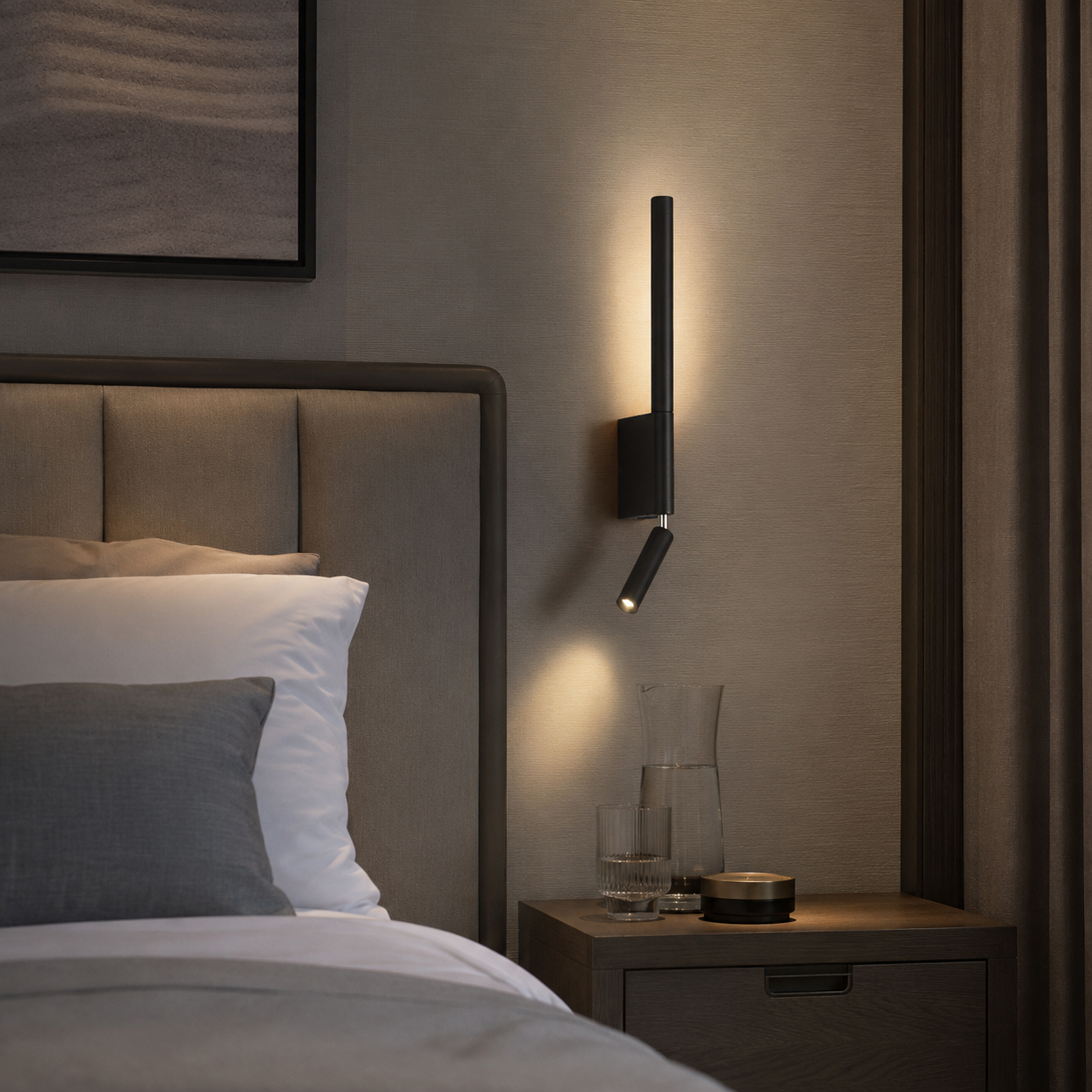 Bedside Reading Wall Light, Adjustable LED Sconce, Black or White