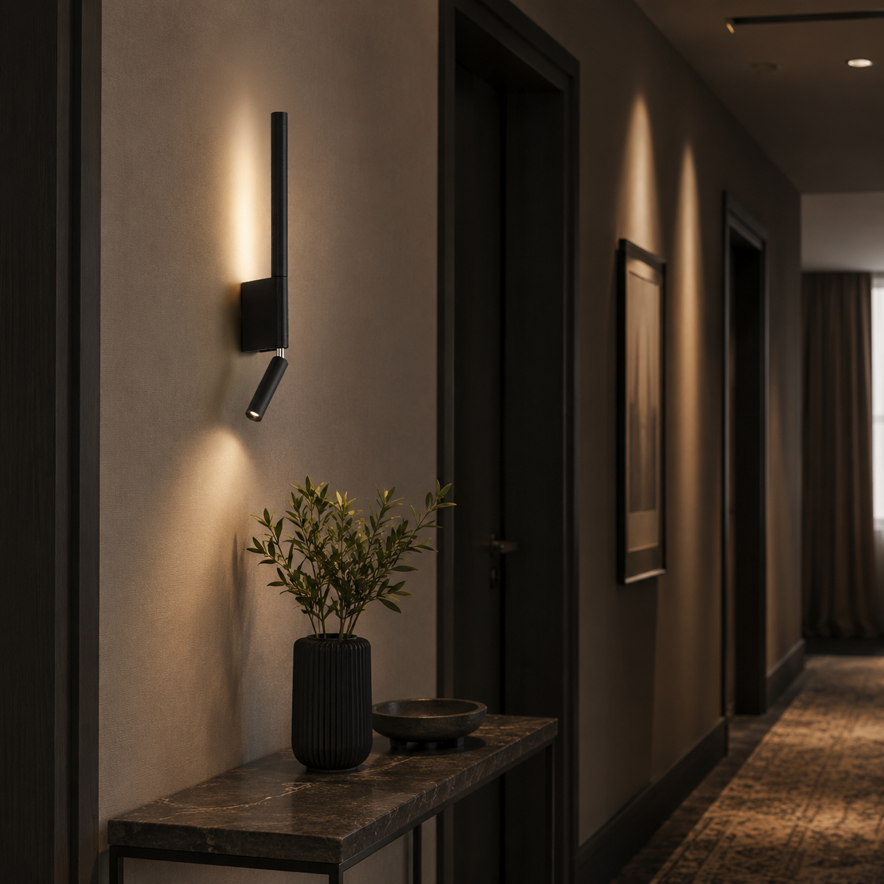 Bedside Reading Wall Light, Adjustable LED Sconce, Black or White