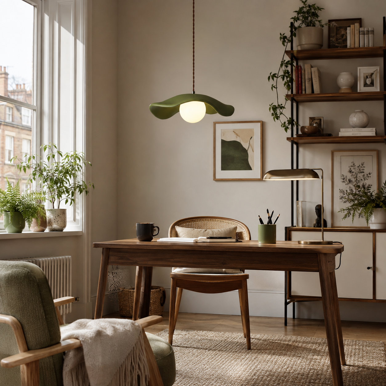 Hat Shade Pendant Ceiling Light, Wabi-Sabi Retro Lamp for Dining & Living Room