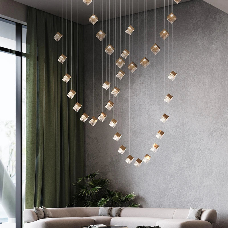 Robox Chandelier – Scandinavian LED Pendant Light with Frosted Glass & Stainless Steel