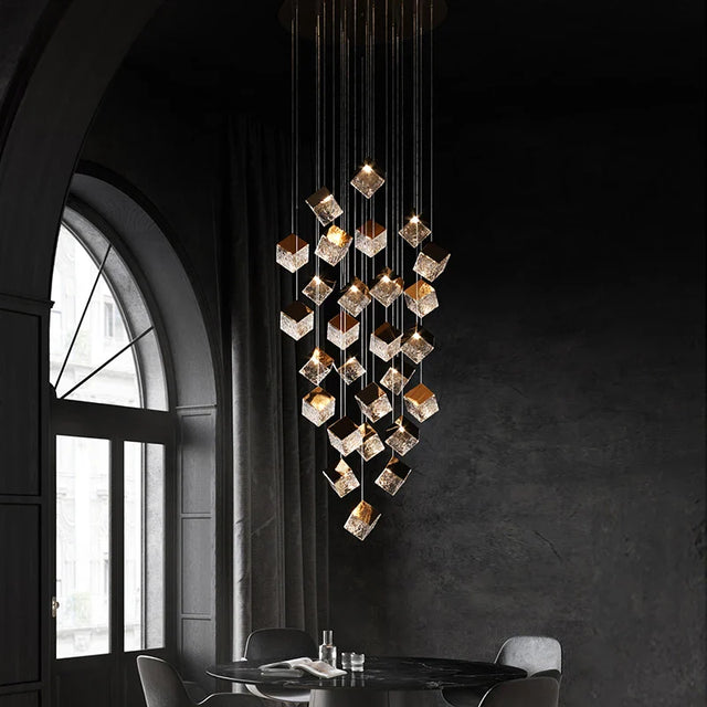 Robox Chandelier – Scandinavian LED Pendant Light with Frosted Glass & Stainless Steel
