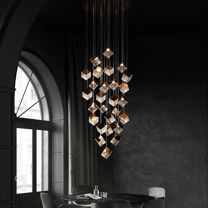 Robox Chandelier – Scandinavian LED Pendant Light with Frosted Glass & Stainless Steel