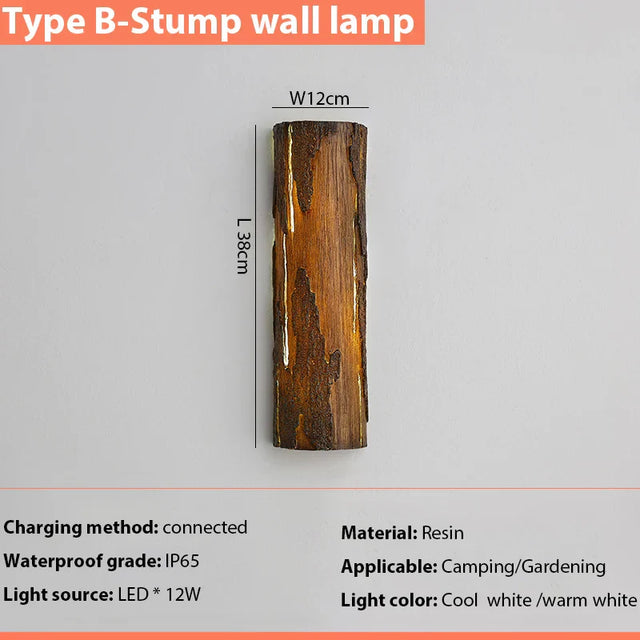 Perales Wood Tree Style Resin Waterproof Wall Light