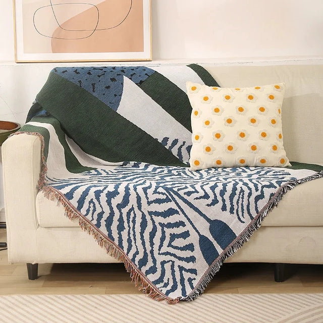 Geometric Abstract Blanket Art Tapestry InsOutdoor Camping Picnic Floor Mat Casual Tassels Sofa Cover Home Decor Throw Blankets-5