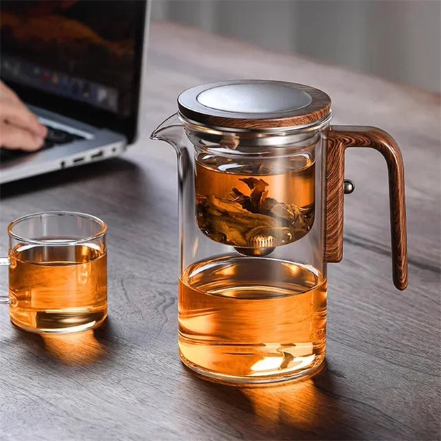Auréa Glass Teapot – Luxury Infuser with Wooden Handle