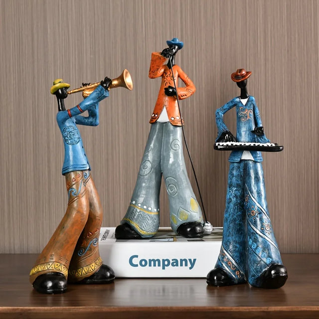 Resin Jazz Band Figurine - Vintage Music Decor Statue
